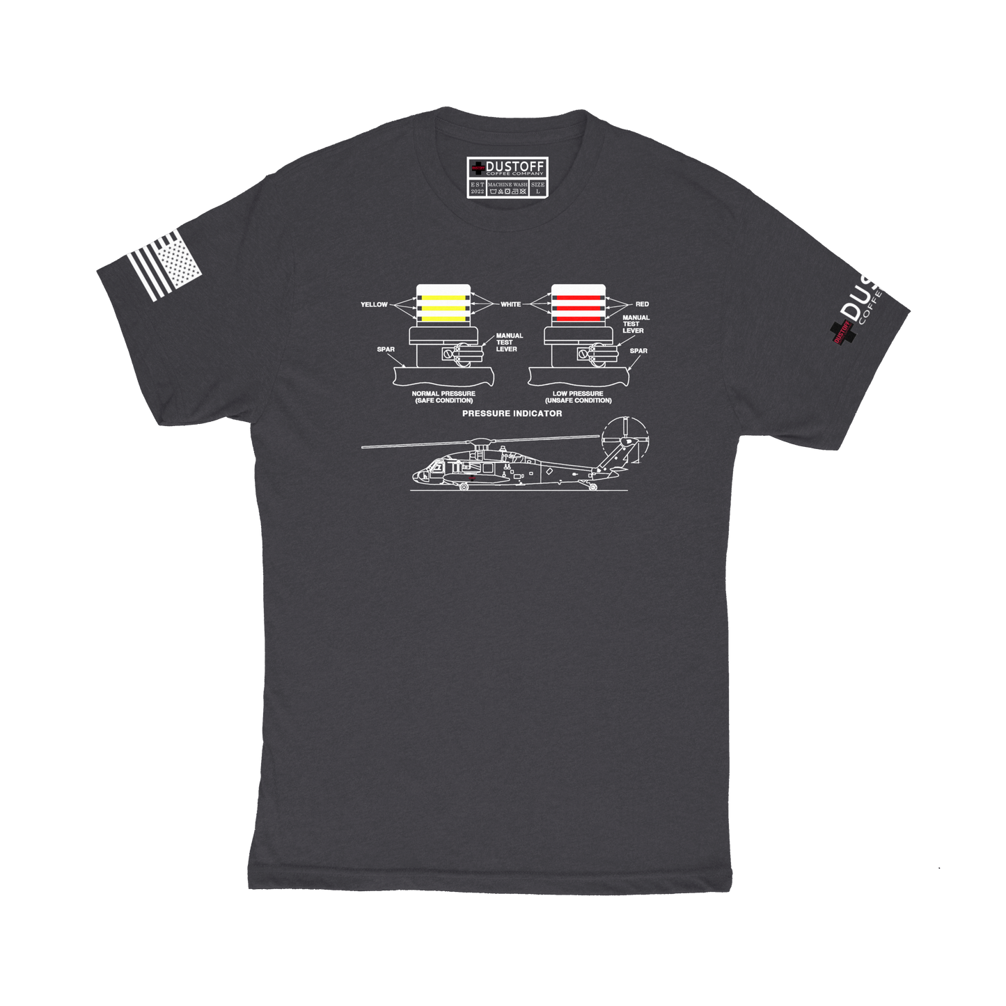 BIM Pressure Indicators T-Shirt (UH-60 Blackhawk - Schematic Series) - DUSTOFF Coffee Company