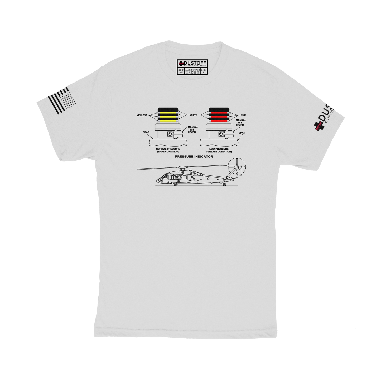 BIM Pressure Indicators T-Shirt (UH-60 Blackhawk - Schematic Series) - DUSTOFF Coffee Company