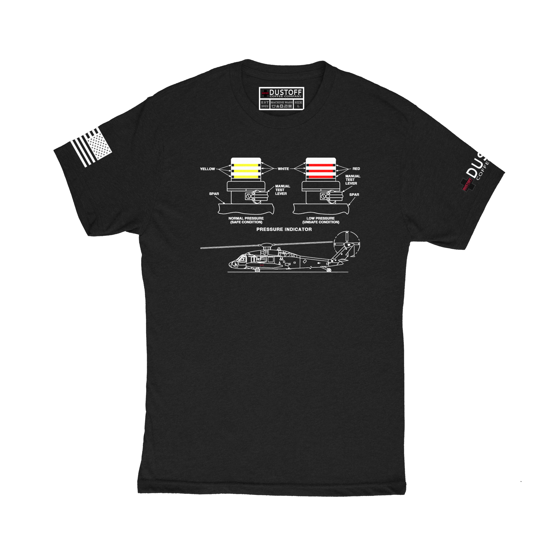 BIM Pressure Indicators T-Shirt (UH-60 Blackhawk - Schematic Series) - DUSTOFF Coffee Company