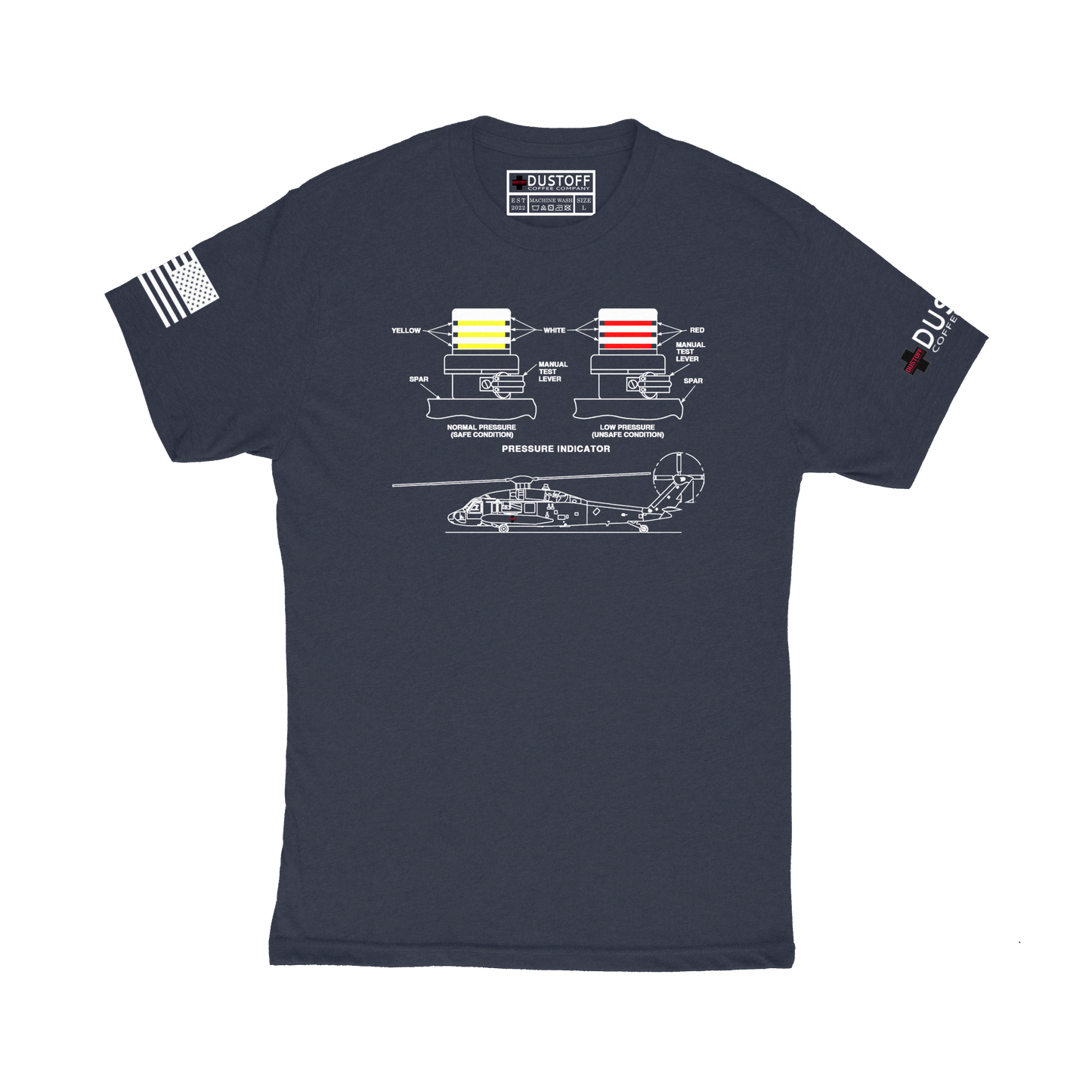 BIM Pressure Indicators T-Shirt (UH-60 Blackhawk - Schematic Series) - DUSTOFF Coffee Company