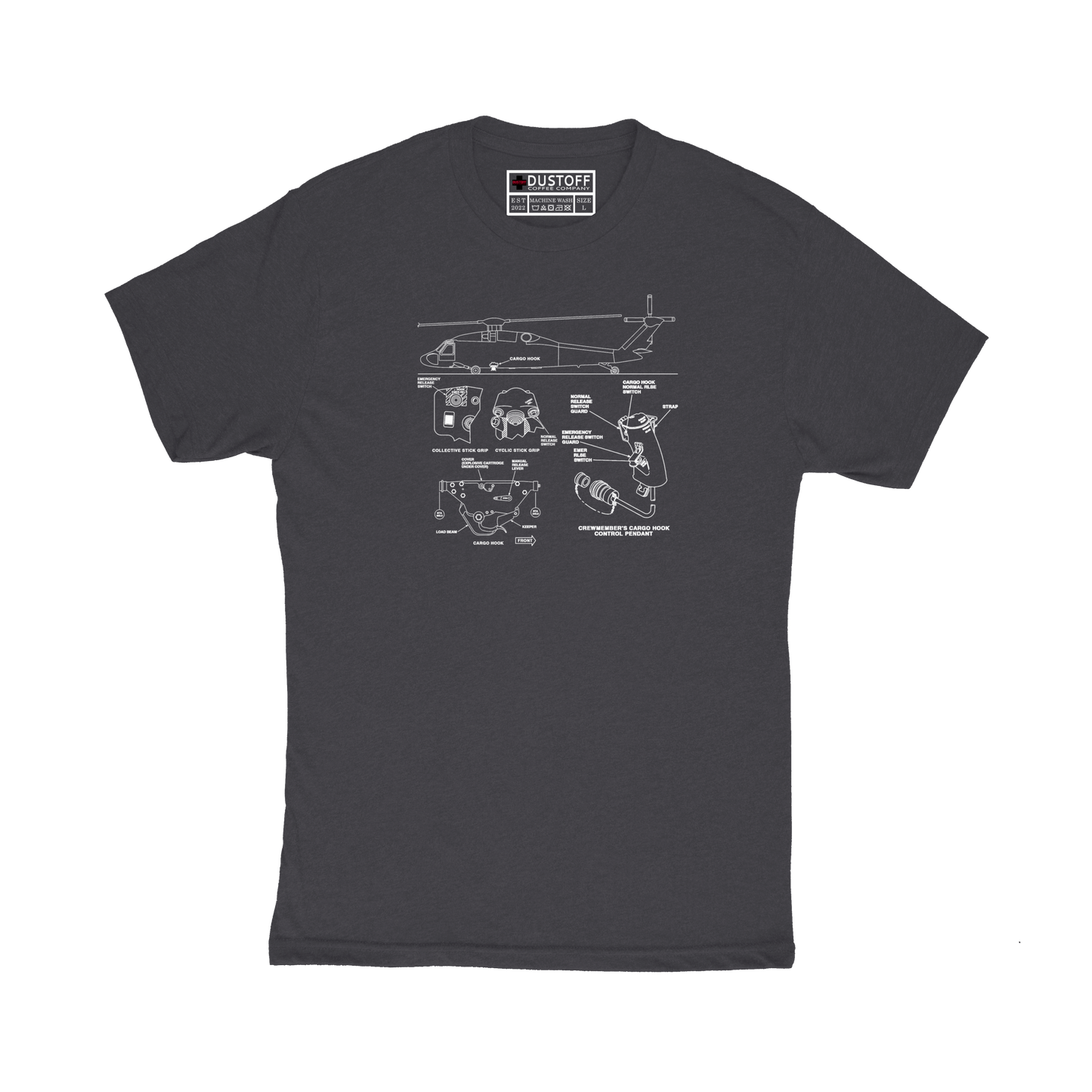 Cargo Hook T-Shirt (UH-60 Blackhawk - Schematic Series) - DUSTOFF Coffee Company