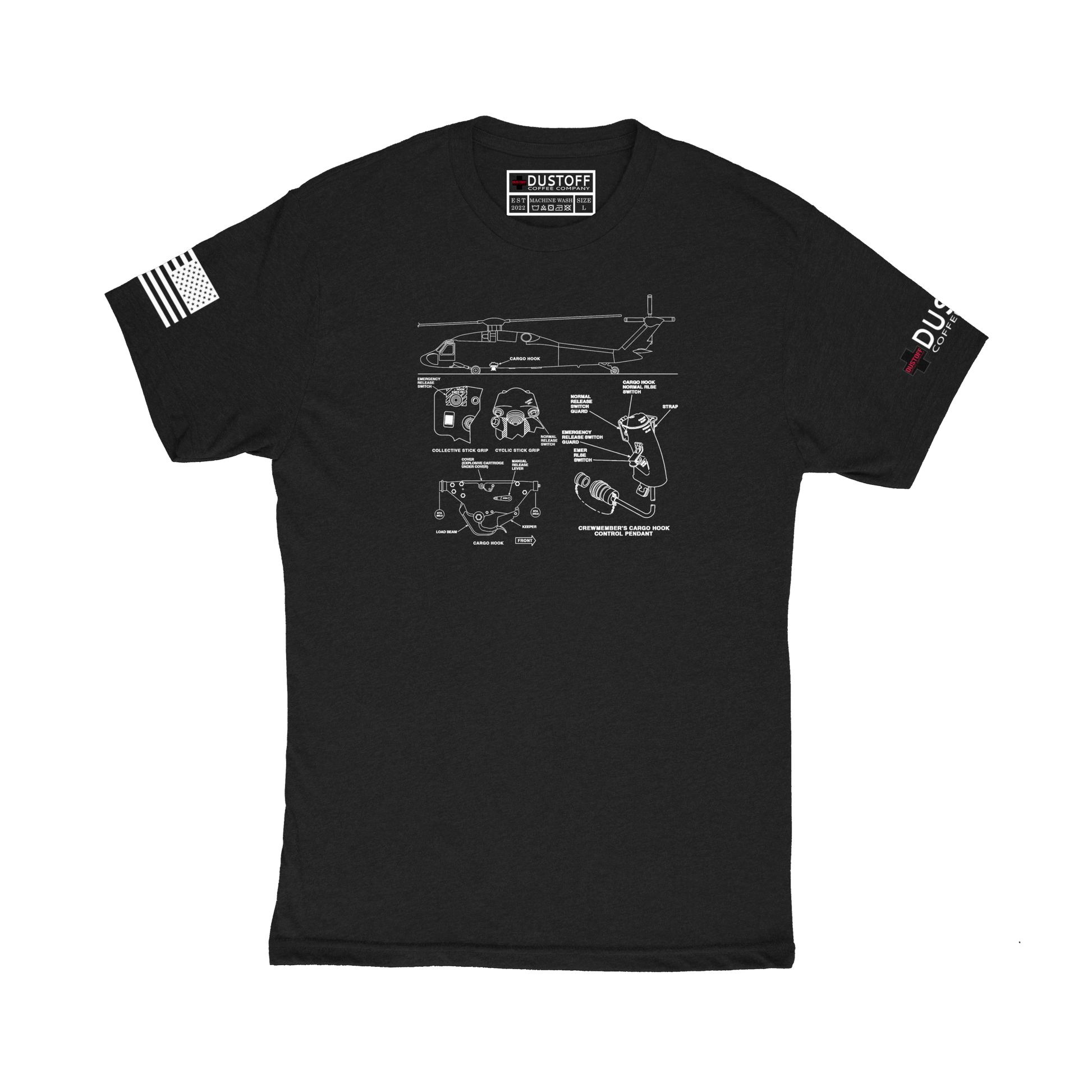 Cargo Hook T-Shirt (UH-60 Blackhawk - Schematic Series) - DUSTOFF Coffee Company