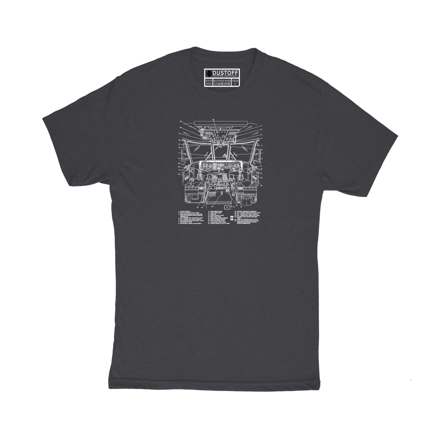 Cockpit T-Shirt (UH-60 Blackhawk - Schematic Series) - DUSTOFF Coffee Company