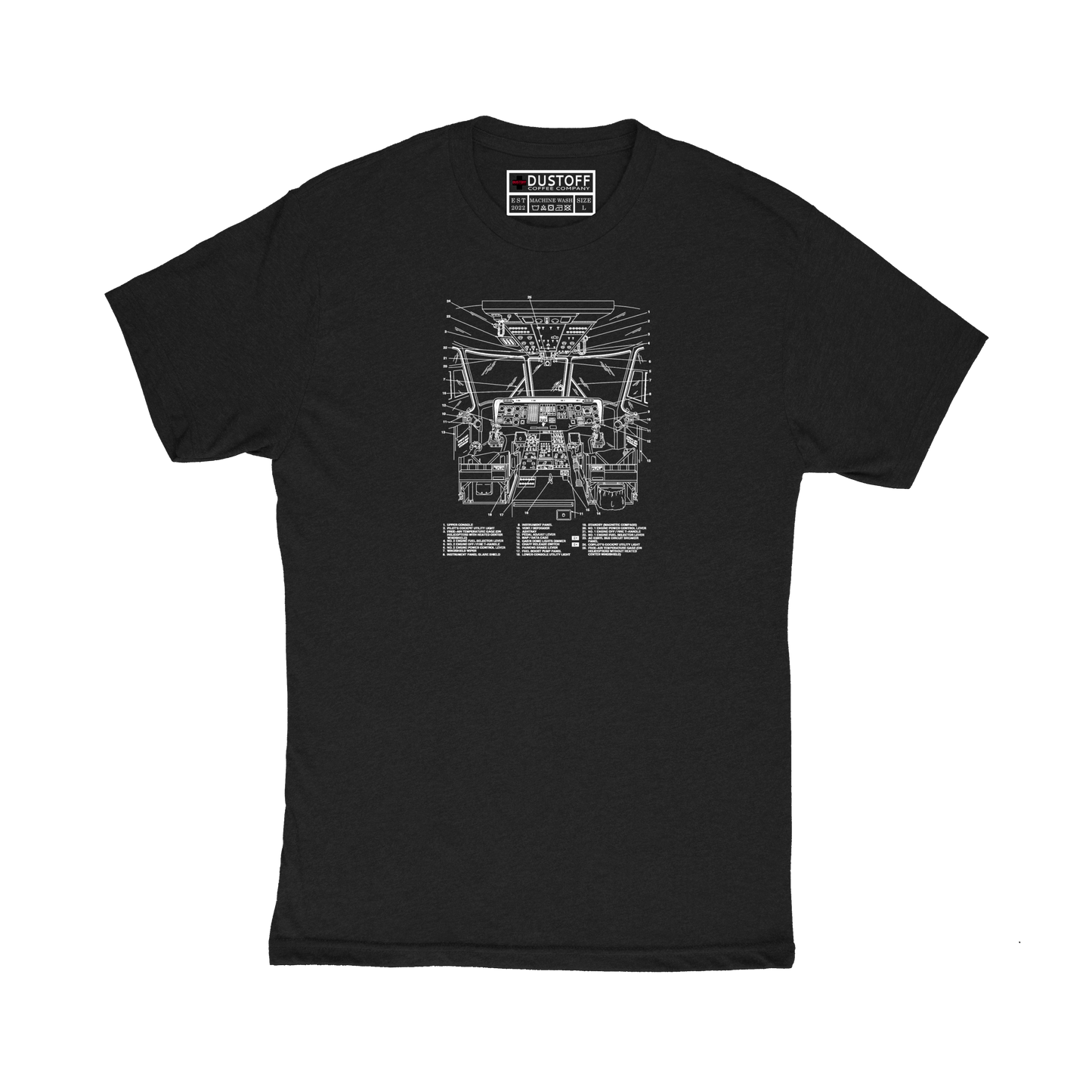 Cockpit T-Shirt (UH-60 Blackhawk - Schematic Series) - DUSTOFF Coffee Company