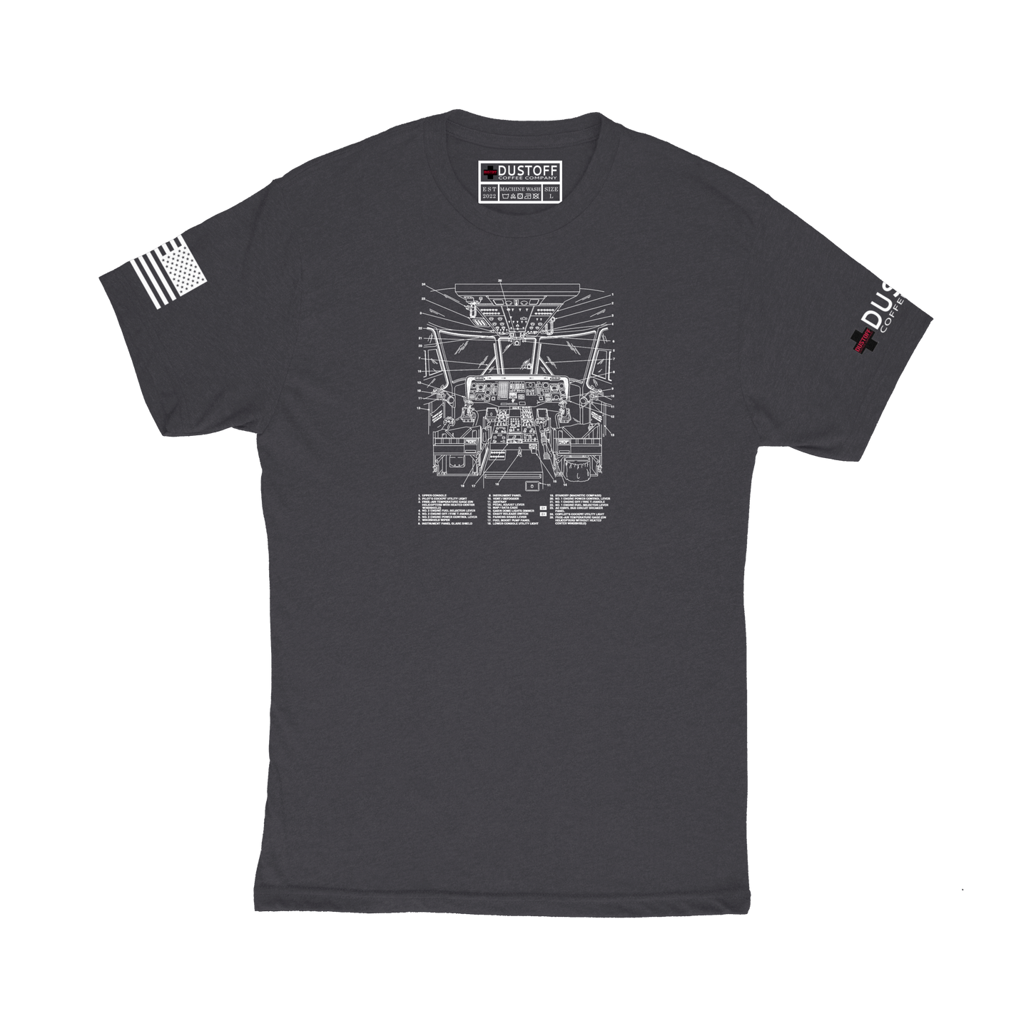 Cockpit T-Shirt (UH-60 Blackhawk - Schematic Series) - DUSTOFF Coffee Company