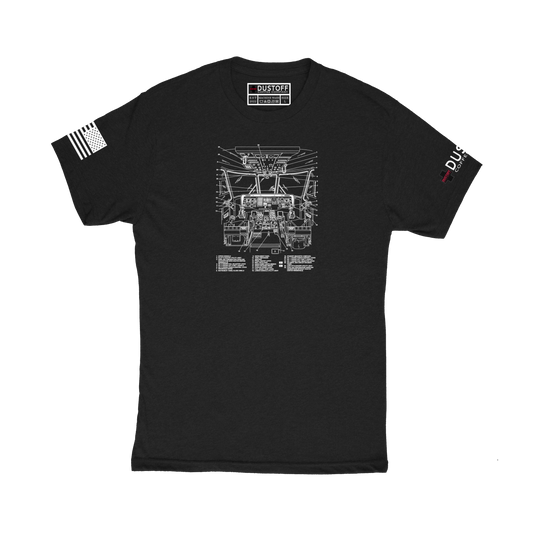 Cockpit T-Shirt (UH-60 Blackhawk - Schematic Series) - DUSTOFF Coffee Company