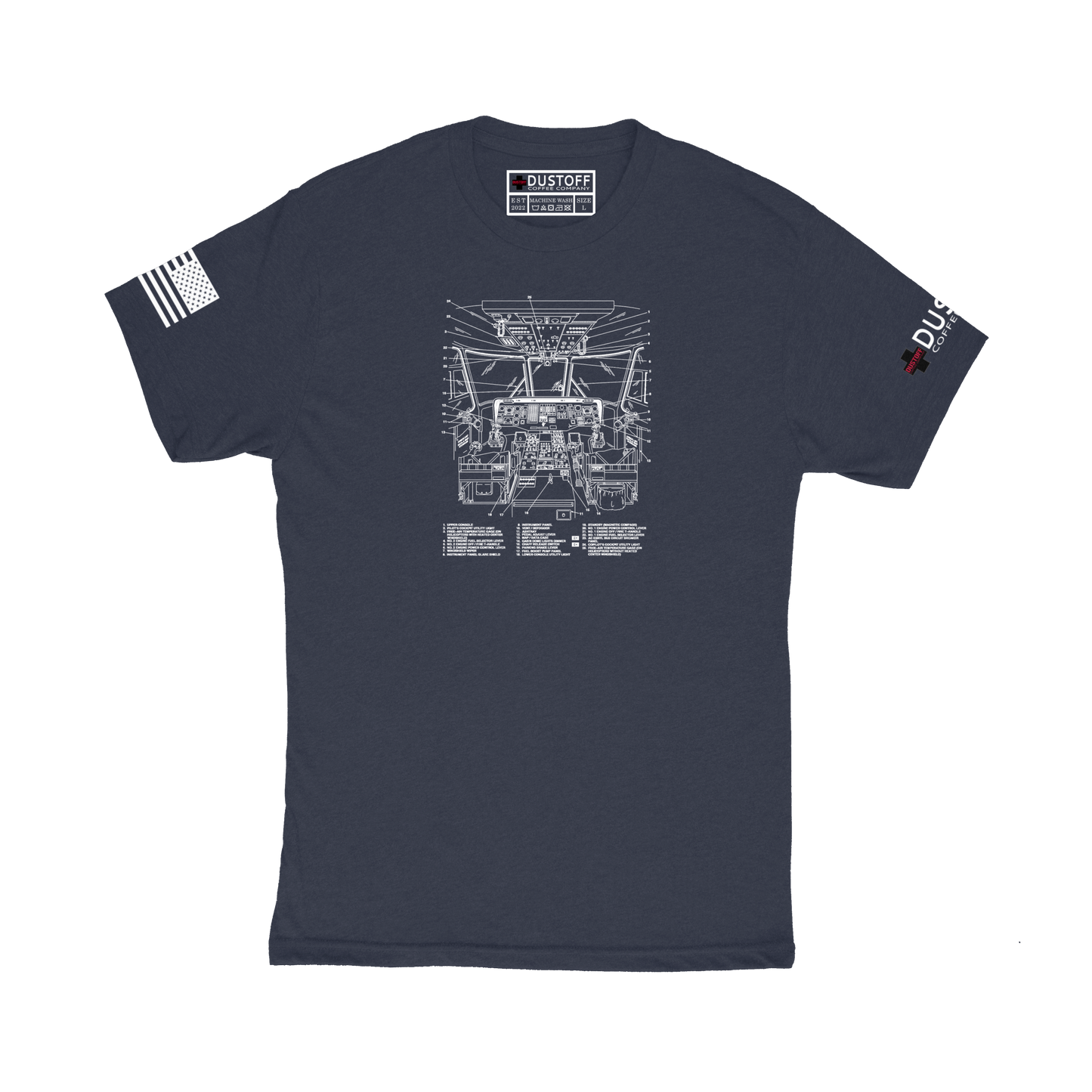 Cockpit T-Shirt (UH-60 Blackhawk - Schematic Series) - DUSTOFF Coffee Company