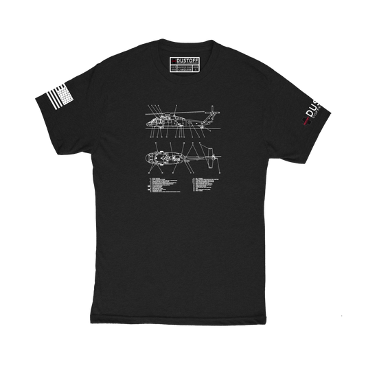 External Equipment T-Shirt (UH-60 Blackhawk - Schematic Series) - DUSTOFF Coffee Company