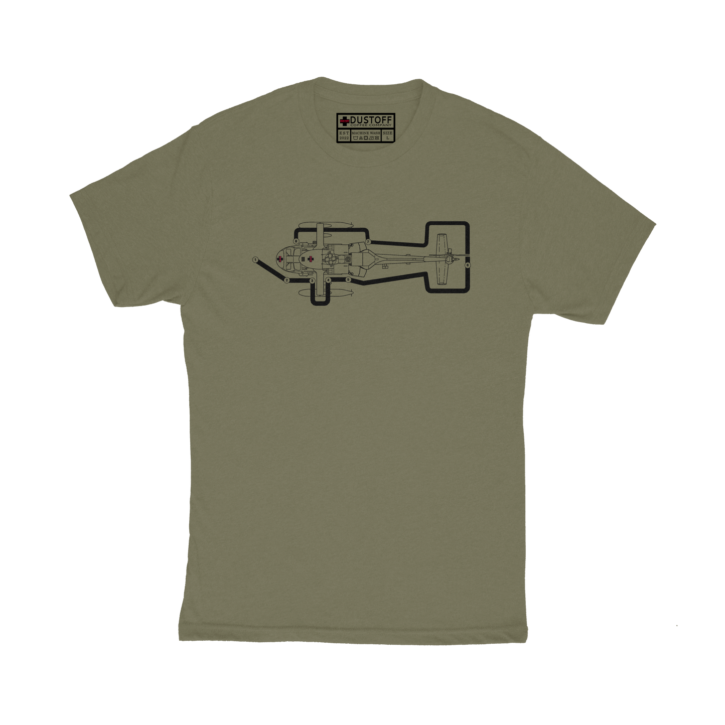 Preflight Walk Around T-Shirt (UH-60 Blackhawk - Schematic Series) - DUSTOFF Coffee Company