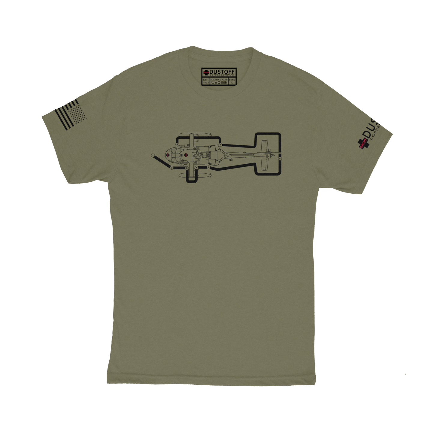 Preflight Walk Around T-Shirt (UH-60 Blackhawk - Schematic Series) - DUSTOFF Coffee Company