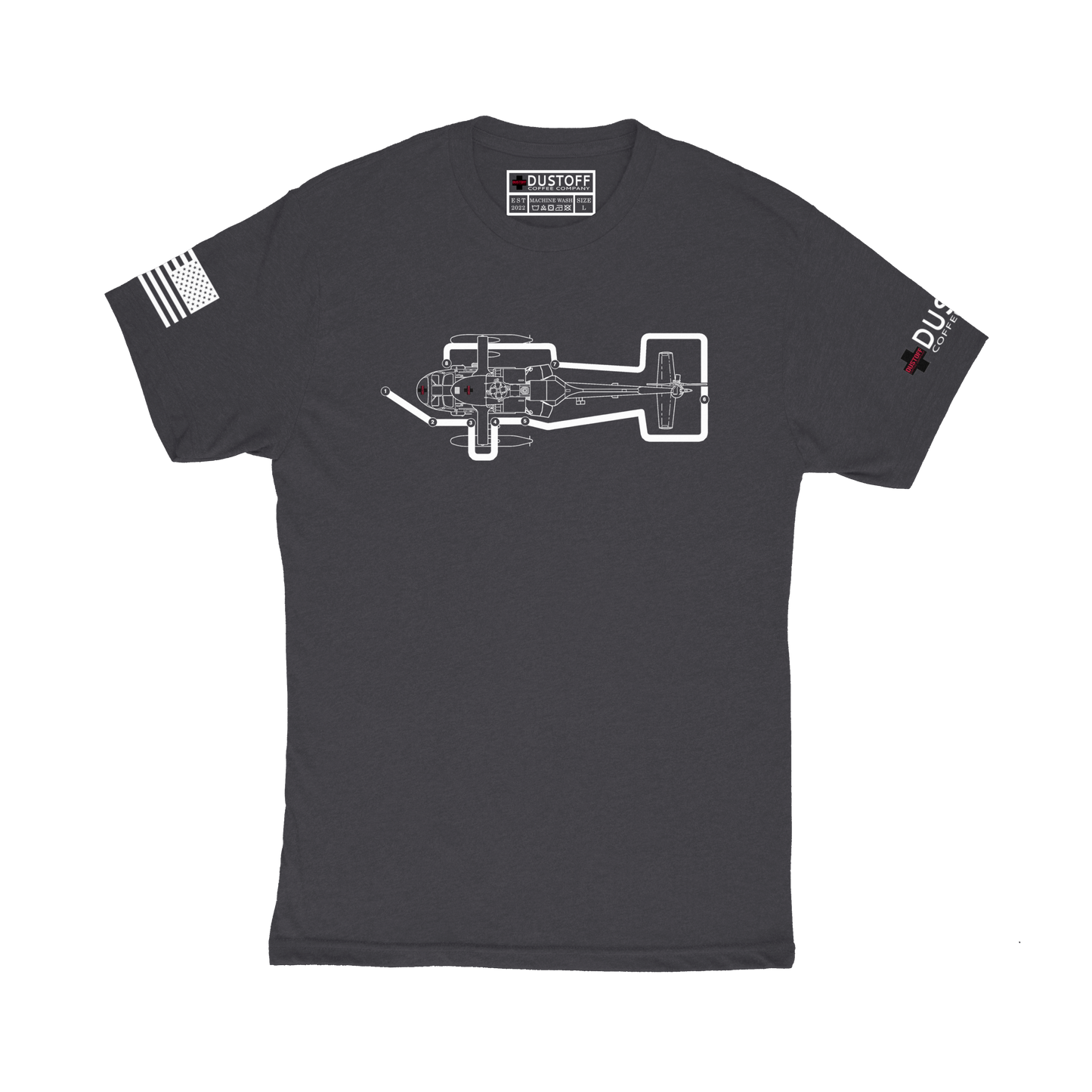 Preflight Walk Around T-Shirt (UH-60 Blackhawk - Schematic Series) - DUSTOFF Coffee Company