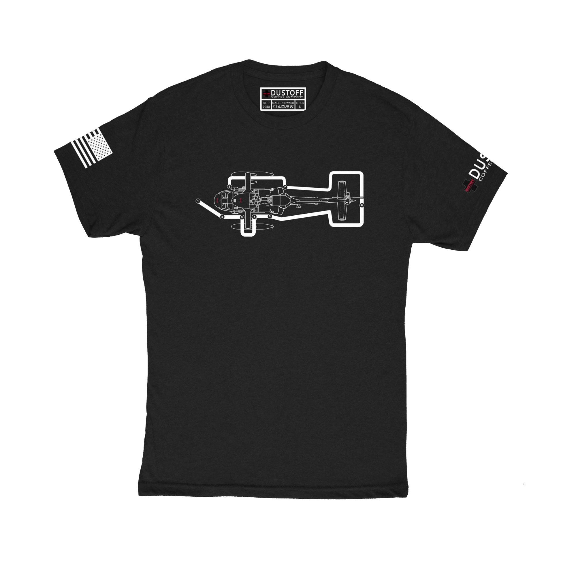 Preflight Walk Around T-Shirt (UH-60 Blackhawk - Schematic Series) - DUSTOFF Coffee Company