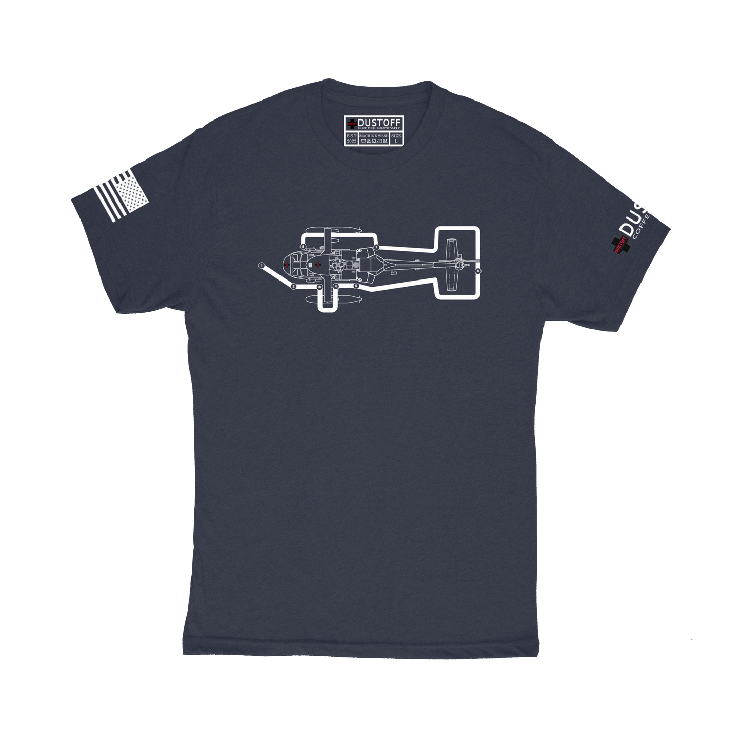 Preflight Walk Around T-Shirt (UH-60 Blackhawk - Schematic Series) - DUSTOFF Coffee Company