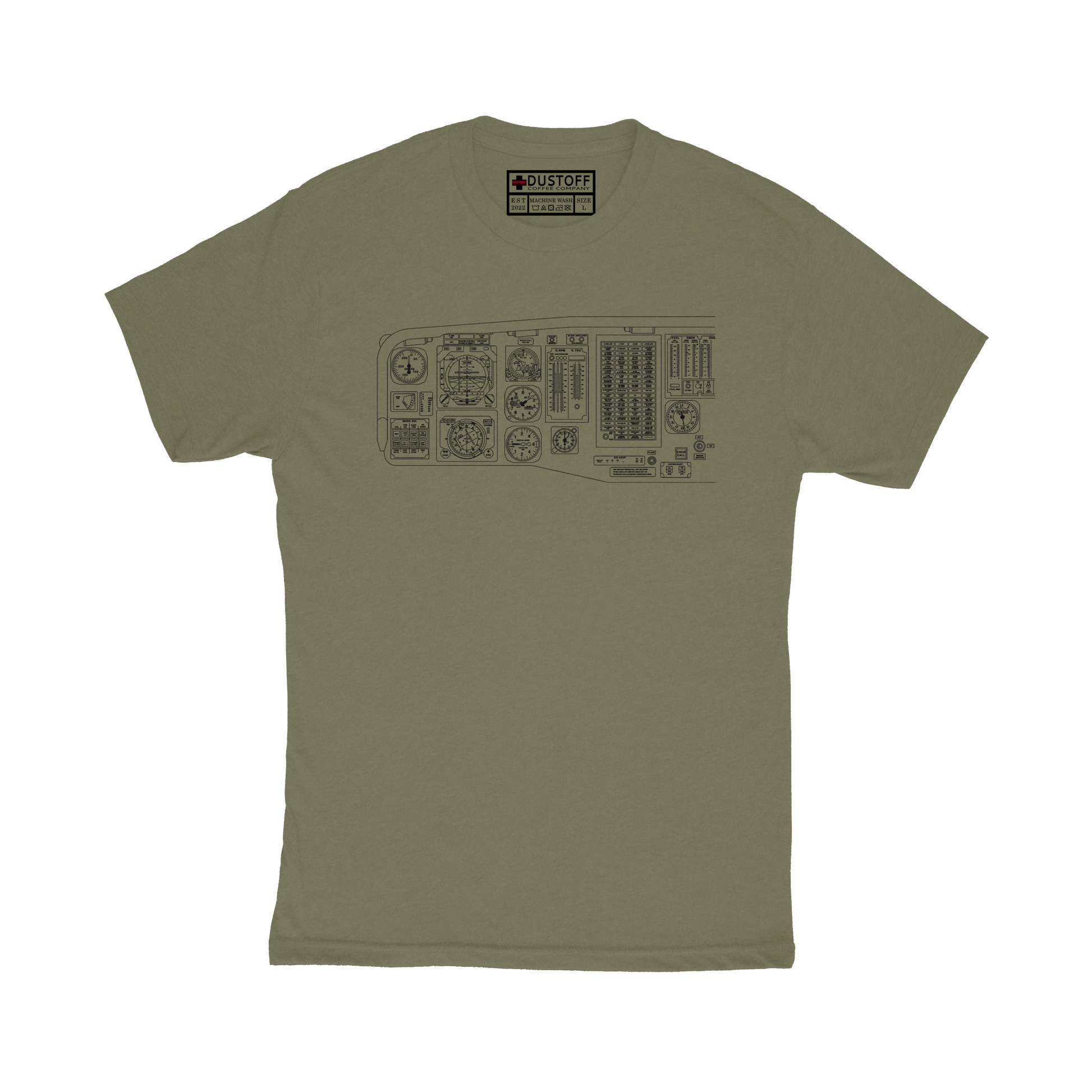 Cockpit Left Side T-Shirt (UH-60 Blackhawk - Schematic Series) - DUSTOFF Coffee Company