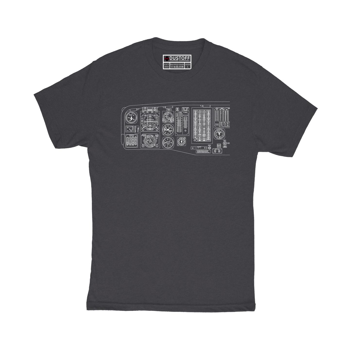 Cockpit Left Side T-Shirt (UH-60 Blackhawk - Schematic Series) - DUSTOFF Coffee Company