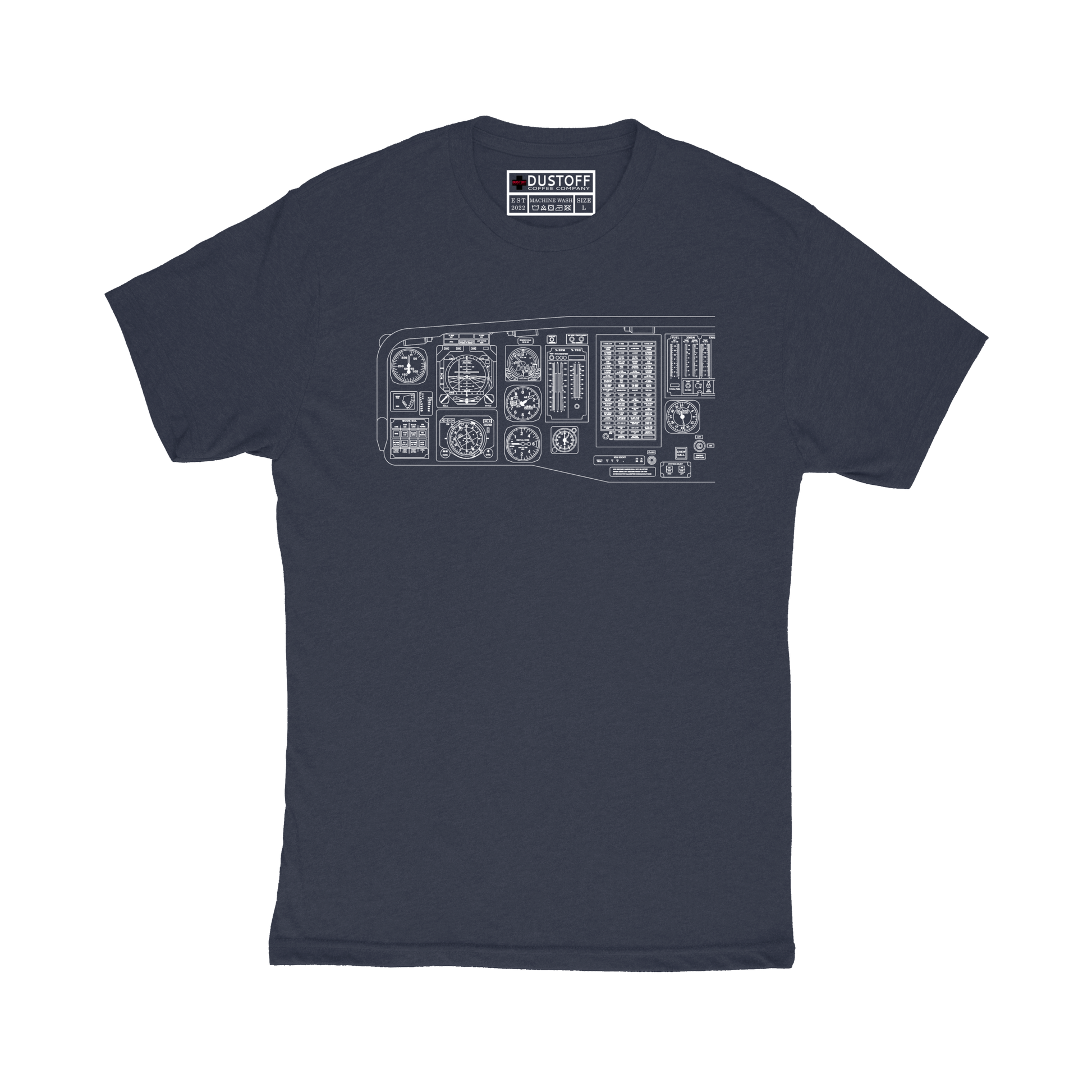 Cockpit Left Side T-Shirt (UH-60 Blackhawk - Schematic Series) - DUSTOFF Coffee Company