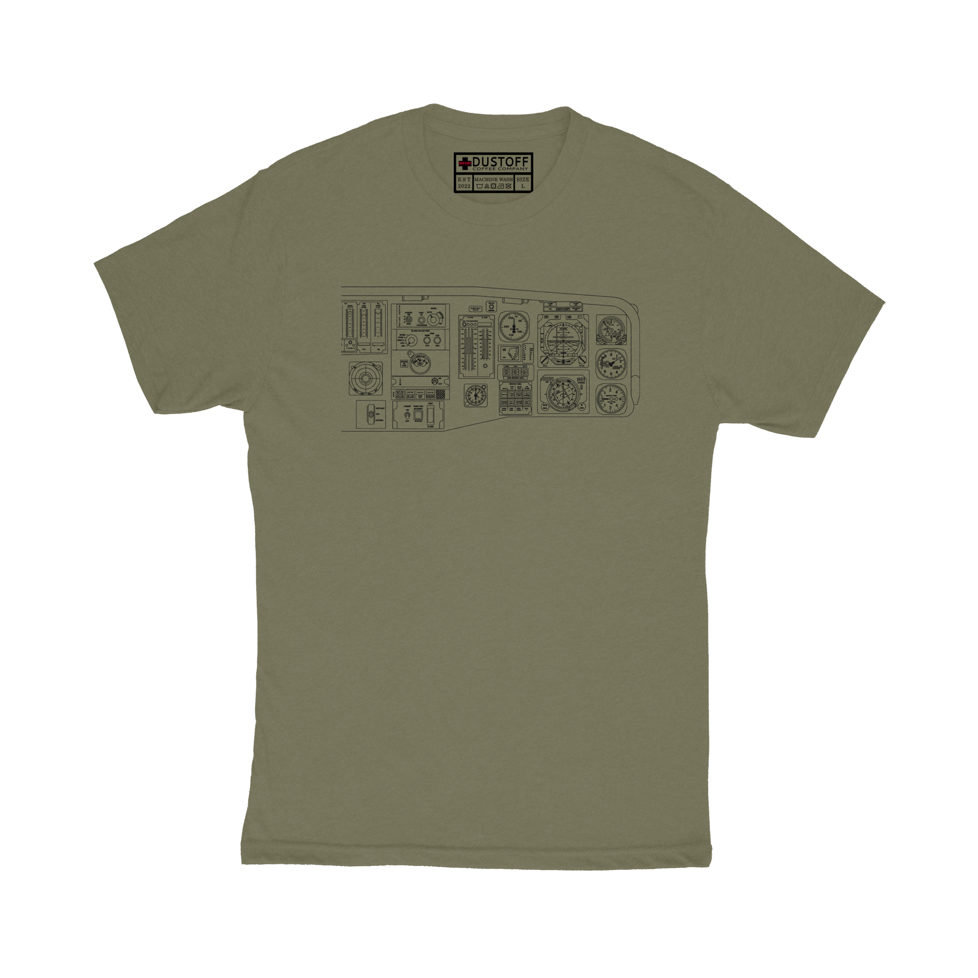 Cockpit Right Side T-Shirt (UH-60 Blackhawk - Schematic Series) - DUSTOFF Coffee Company