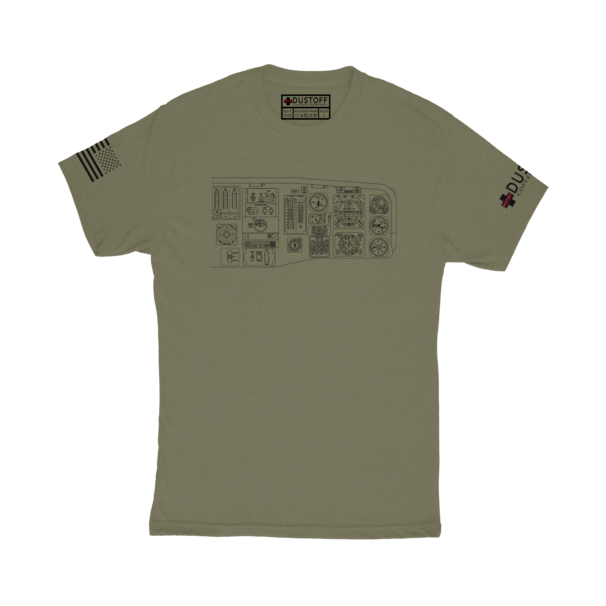 Cockpit Right Side T-Shirt (UH-60 Blackhawk - Schematic Series) - DUSTOFF Coffee Company