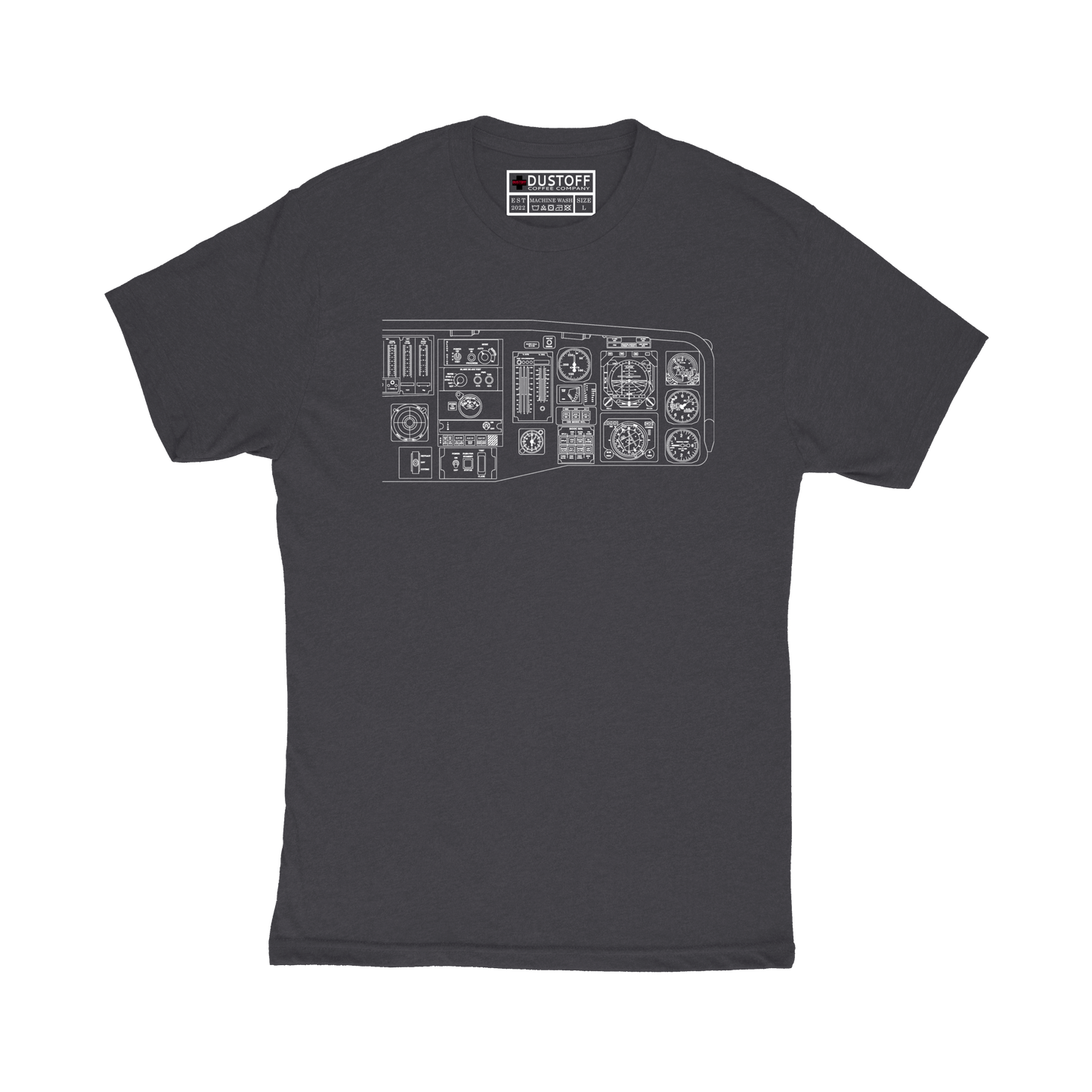 Cockpit Right Side T-Shirt (UH-60 Blackhawk - Schematic Series) - DUSTOFF Coffee Company