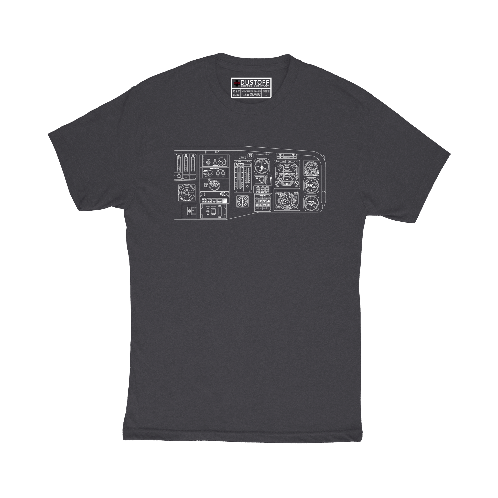 Cockpit Right Side T-Shirt (UH-60 Blackhawk - Schematic Series) - DUSTOFF Coffee Company