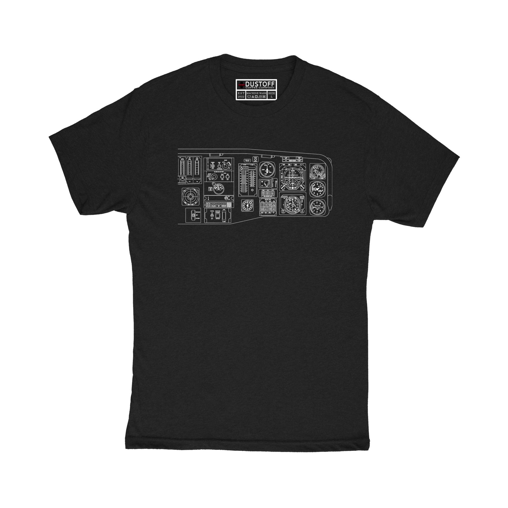 Cockpit Right Side T-Shirt (UH-60 Blackhawk - Schematic Series) - DUSTOFF Coffee Company