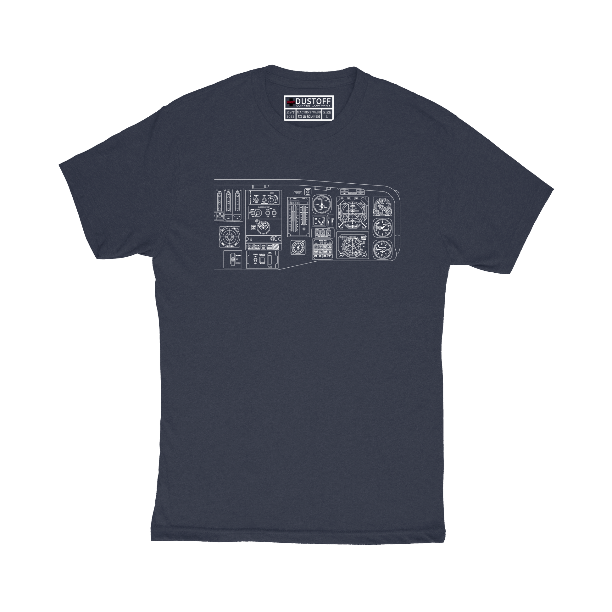 Cockpit Right Side T-Shirt (UH-60 Blackhawk - Schematic Series) - DUSTOFF Coffee Company