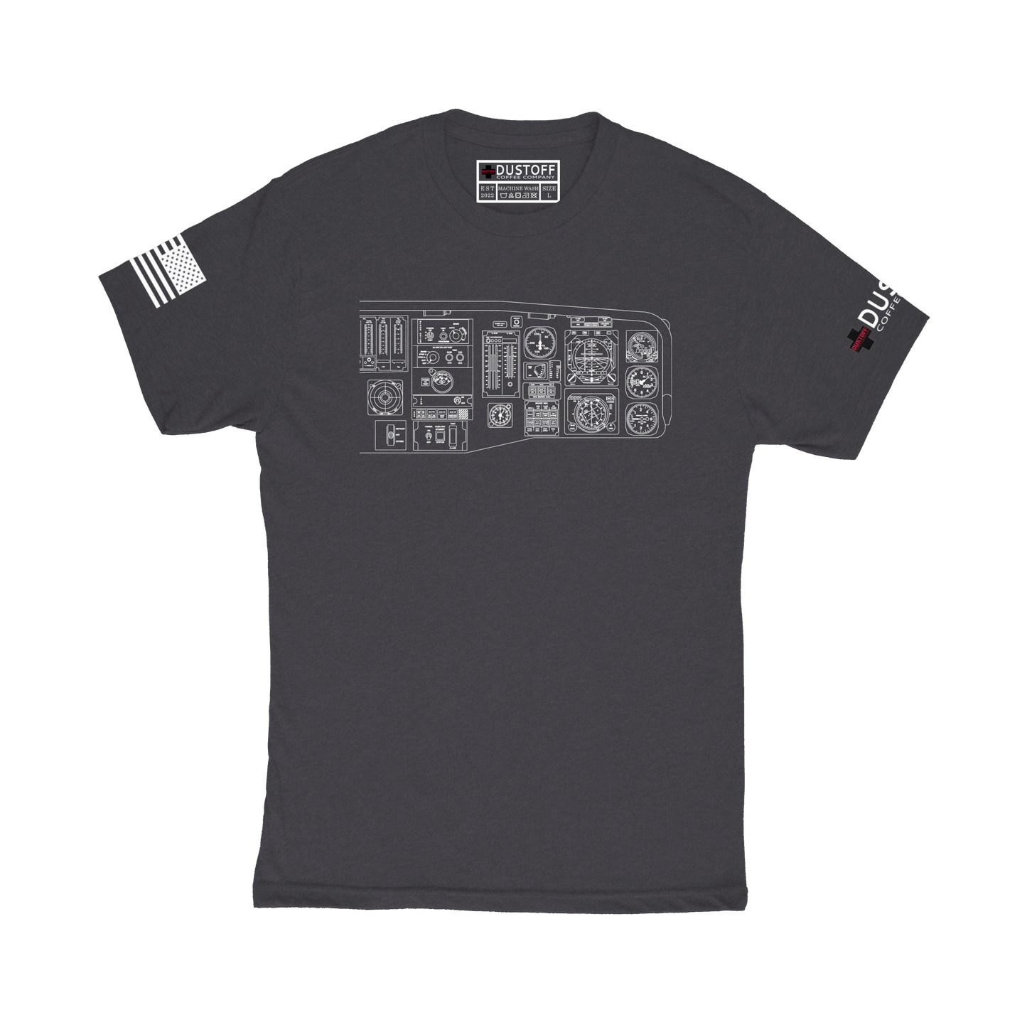 Cockpit Right Side T-Shirt (UH-60 Blackhawk - Schematic Series) - DUSTOFF Coffee Company