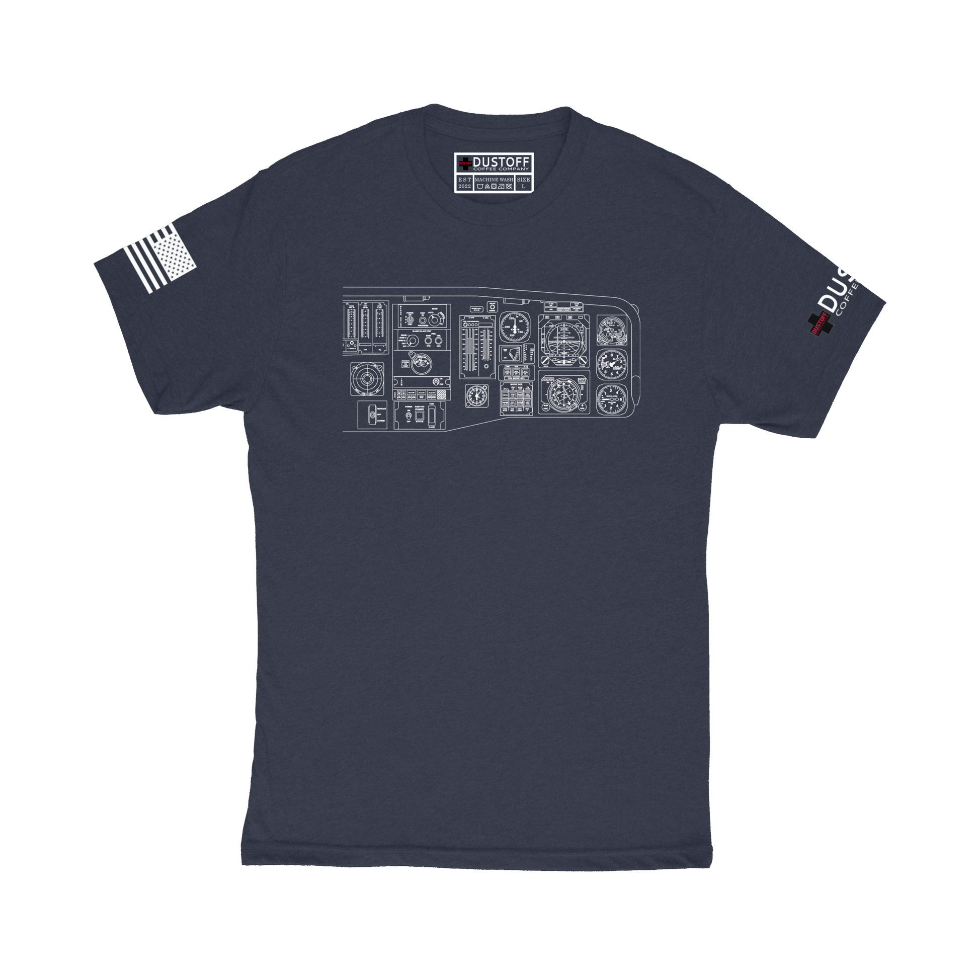Cockpit Right Side T-Shirt (UH-60 Blackhawk - Schematic Series) - DUSTOFF Coffee Company