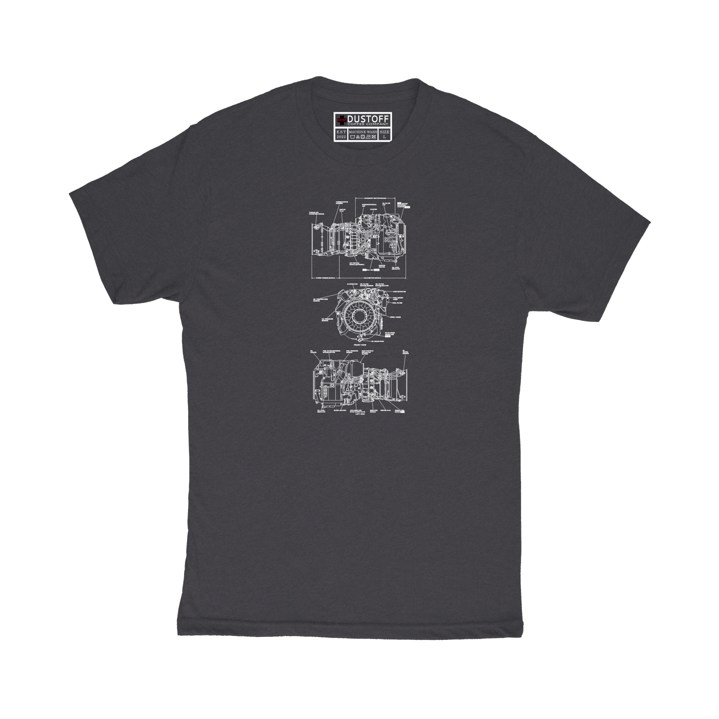 Engine T700-GE-701 T-Shirt (UH-60 Blackhawk - Schematic Series) - DUSTOFF Coffee Company