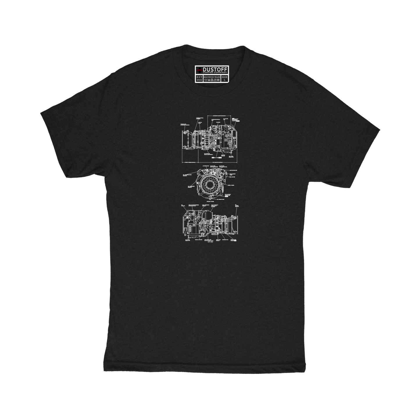Engine T700-GE-701 T-Shirt (UH-60 Blackhawk - Schematic Series) - DUSTOFF Coffee Company