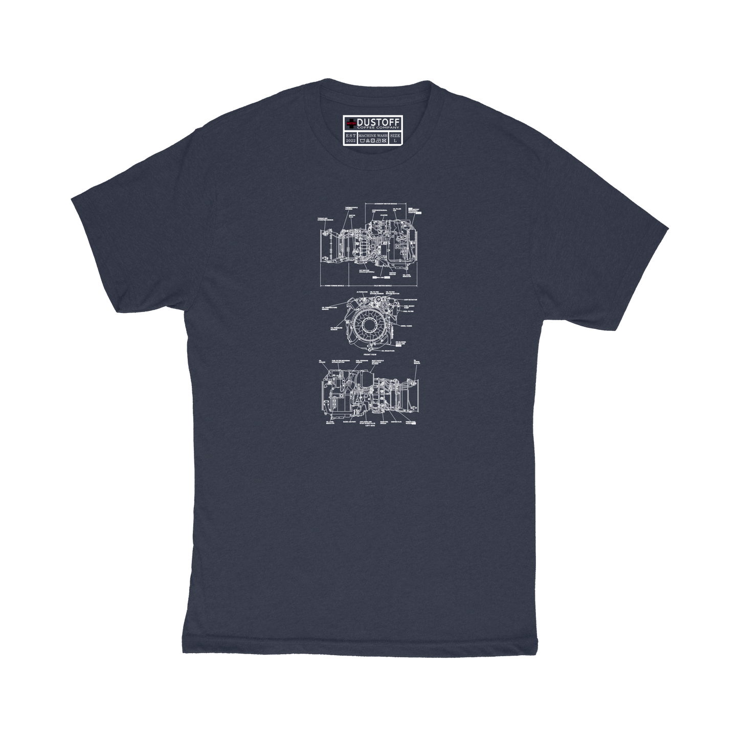 Engine T700-GE-701 T-Shirt (UH-60 Blackhawk - Schematic Series) - DUSTOFF Coffee Company