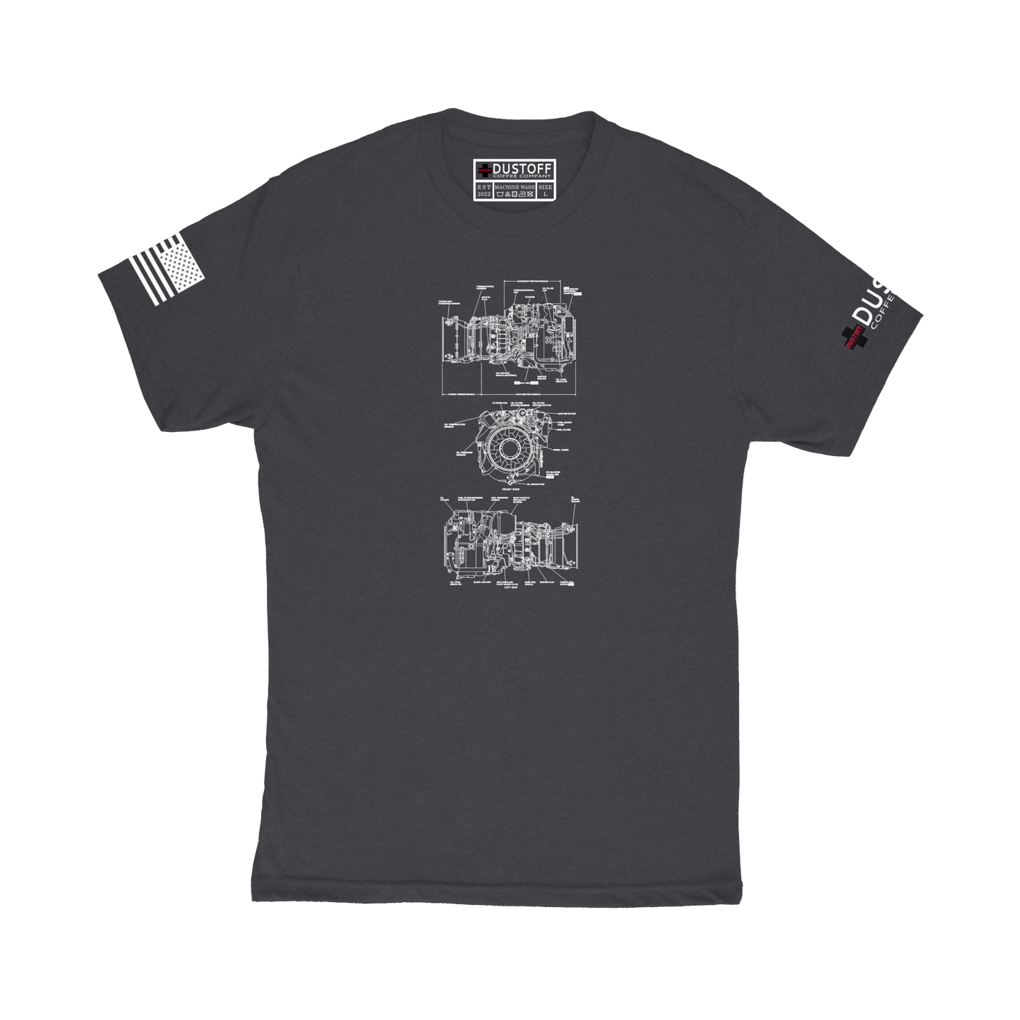 Engine T700-GE-701 T-Shirt (UH-60 Blackhawk - Schematic Series) - DUSTOFF Coffee Company
