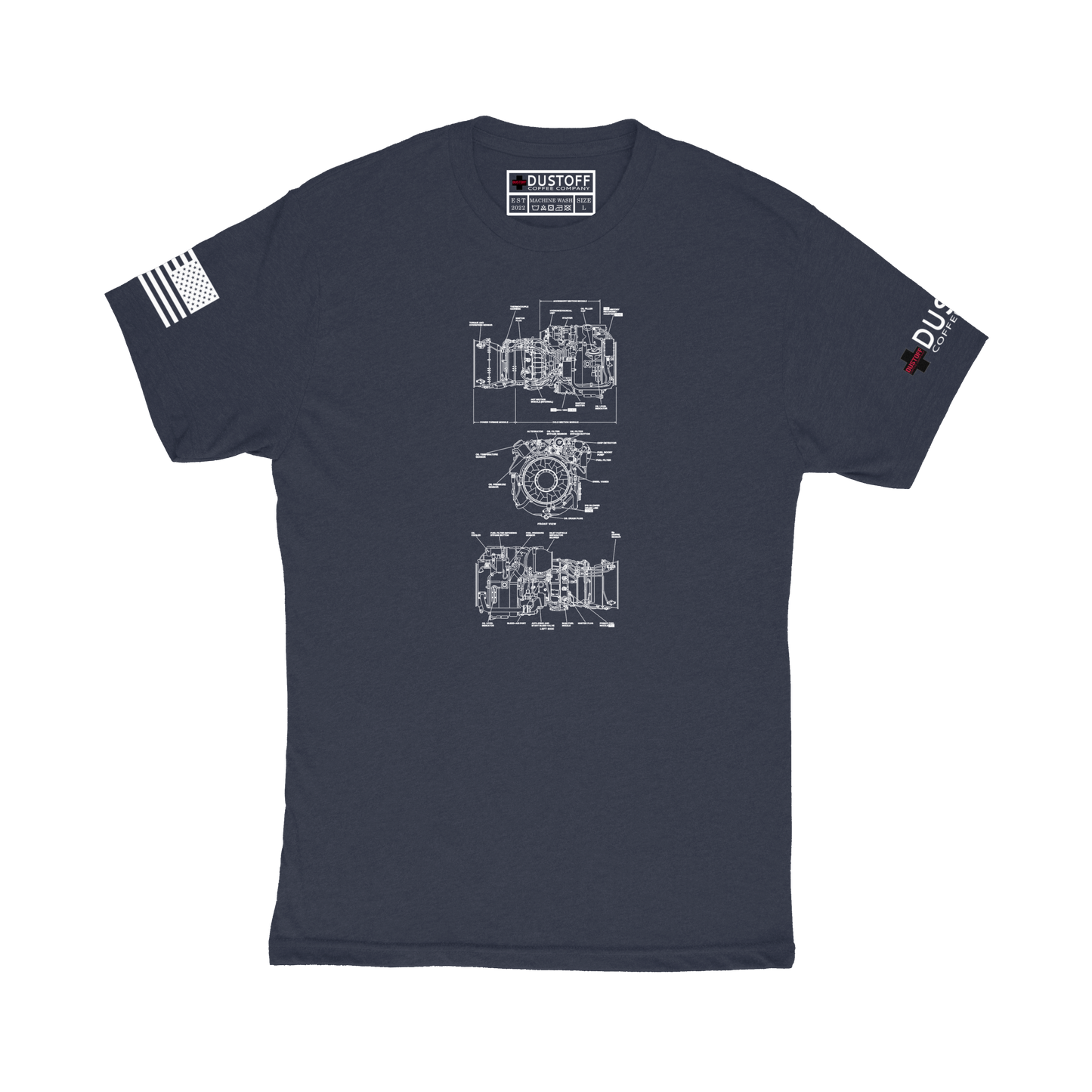 Engine T700-GE-701 T-Shirt (UH-60 Blackhawk - Schematic Series) - DUSTOFF Coffee Company