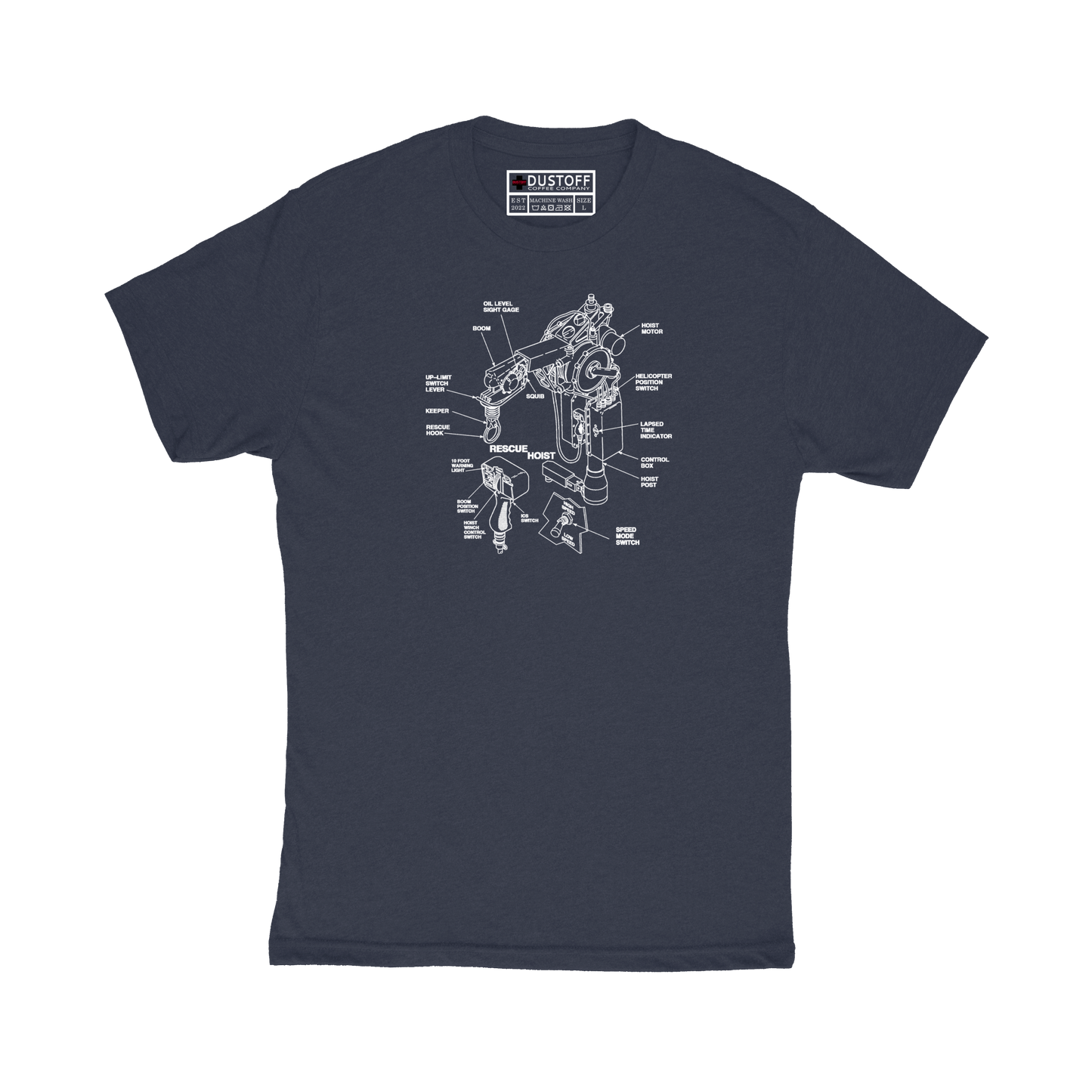 Rescue Hoist T-Shirt (UH-60 Blackhawk - Schematic Series) - DUSTOFF Coffee Company