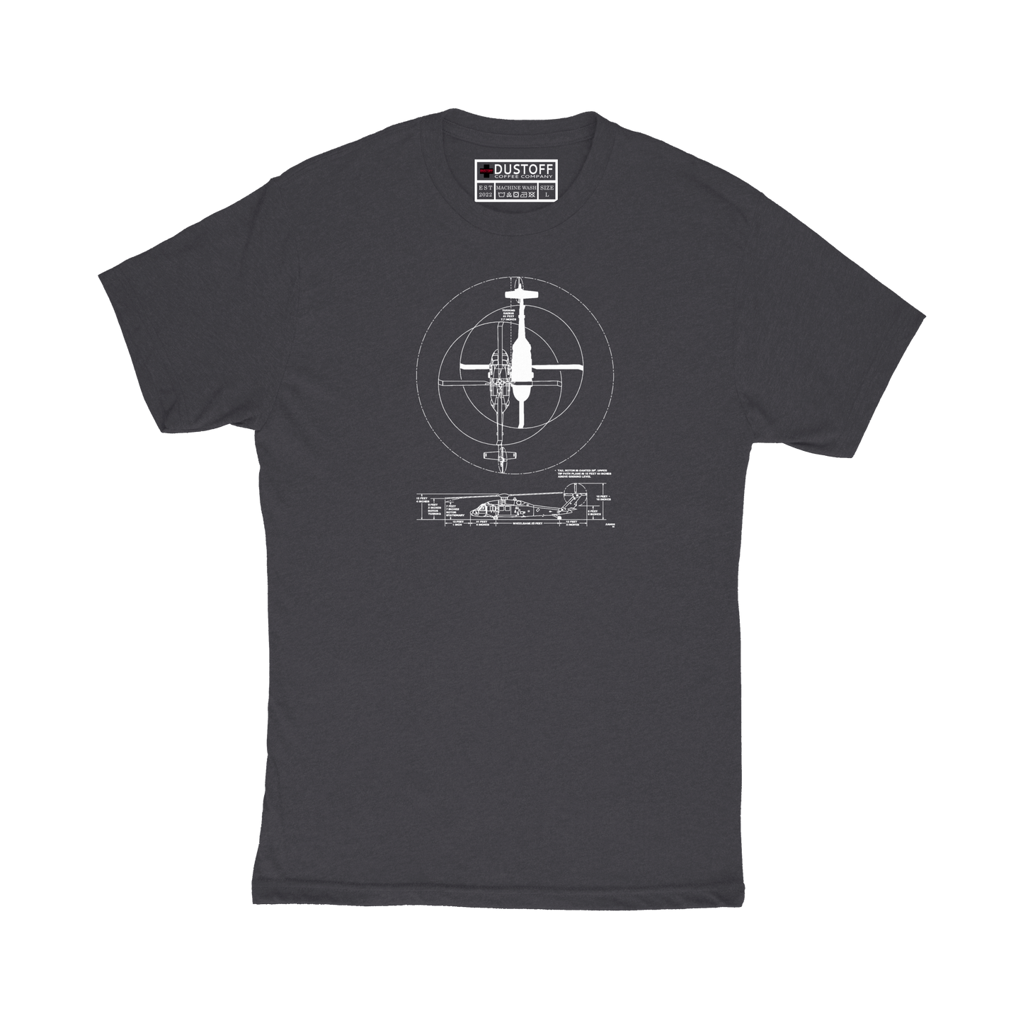Turning Radius T-Shirt (UH-60 Blackhawk - Schematic Series) - DUSTOFF Coffee Company