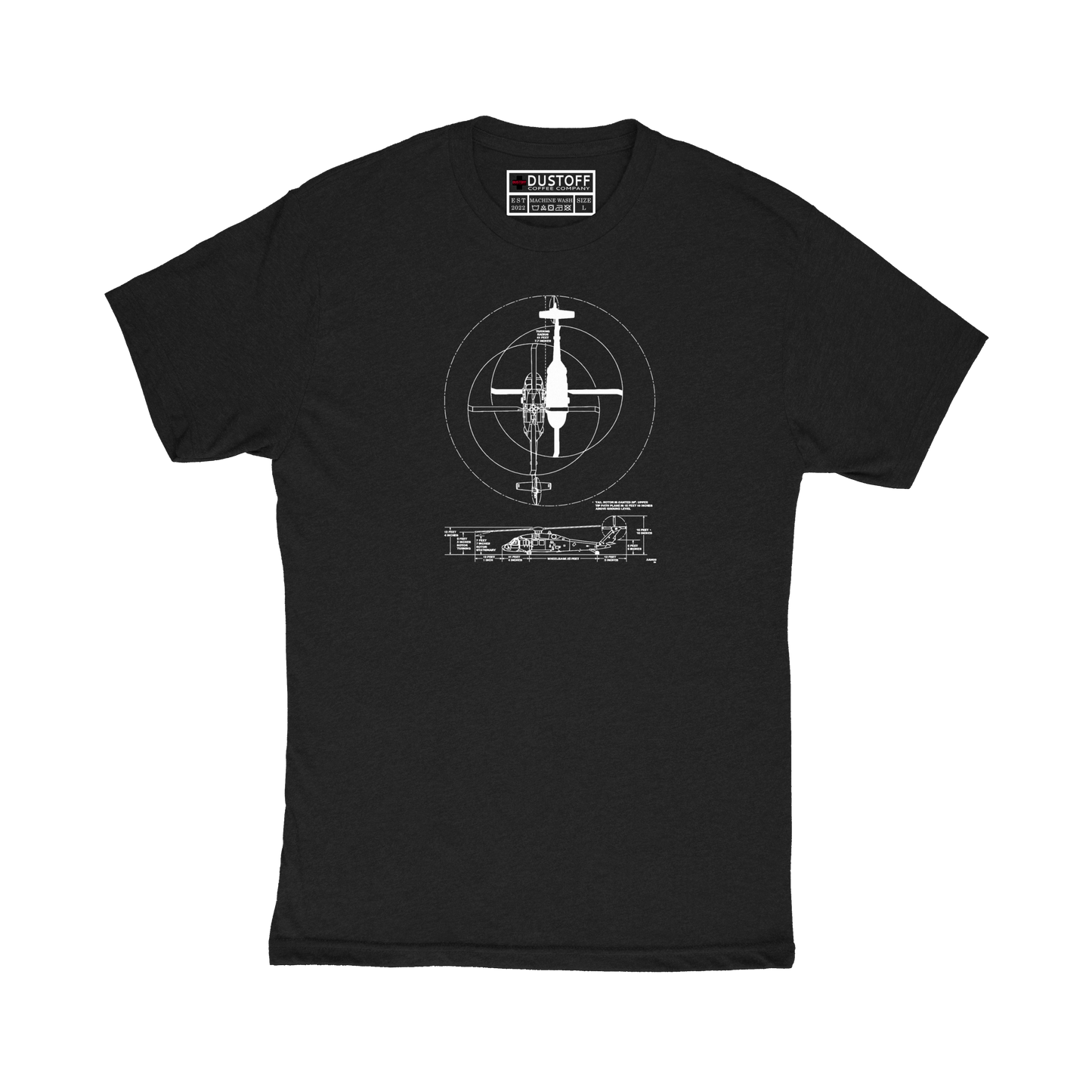 Turning Radius T-Shirt (UH-60 Blackhawk - Schematic Series) - DUSTOFF Coffee Company