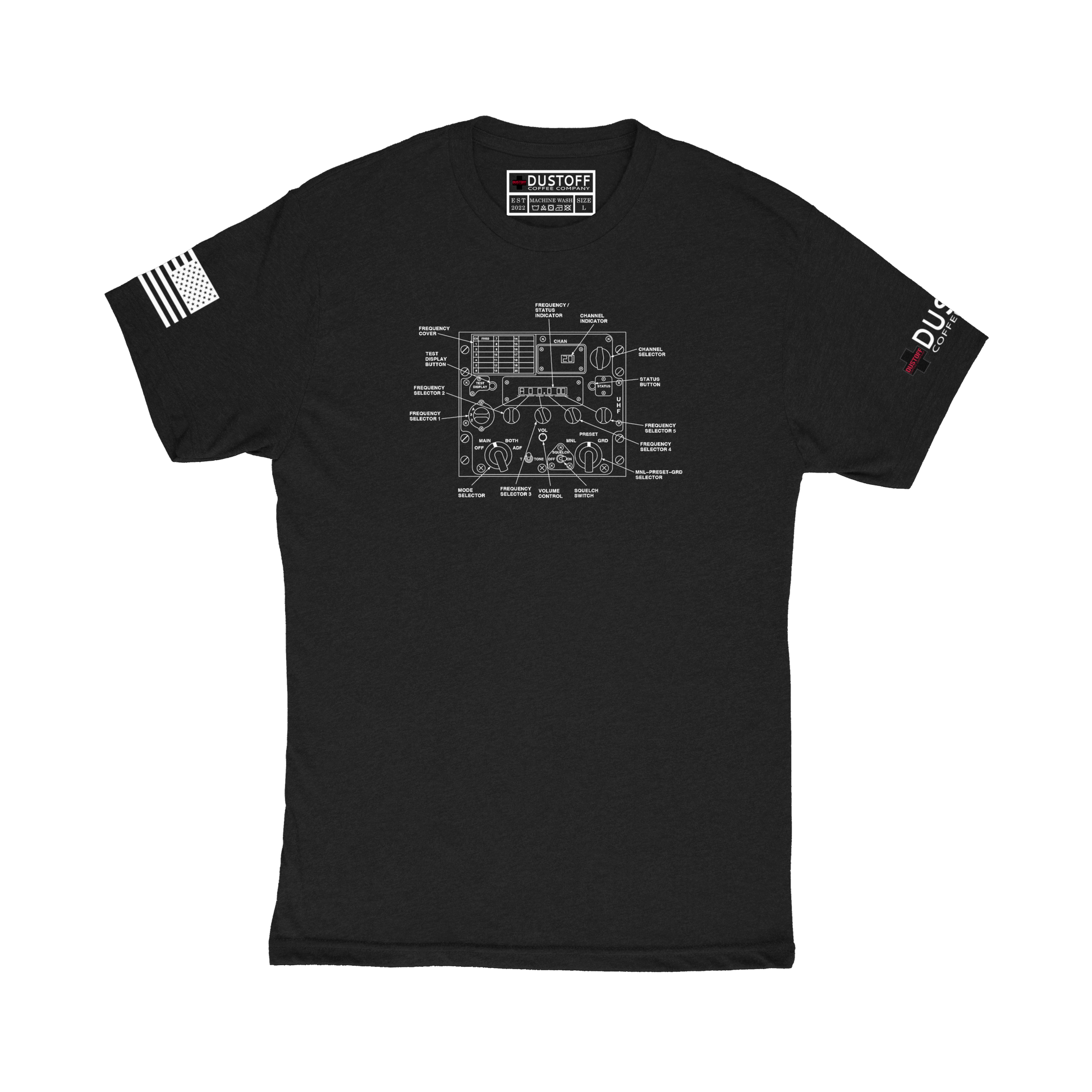 UHF Radio T-Shirt (UH-60 Blackhawk - Schematic Series) - DUSTOFF Coffee Company